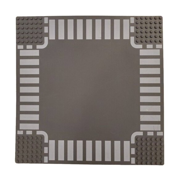 2  32x32 Stud Lego Street Base Plate Lot Space Intersection Crosswalk Road Gray - Picture 2 of 7